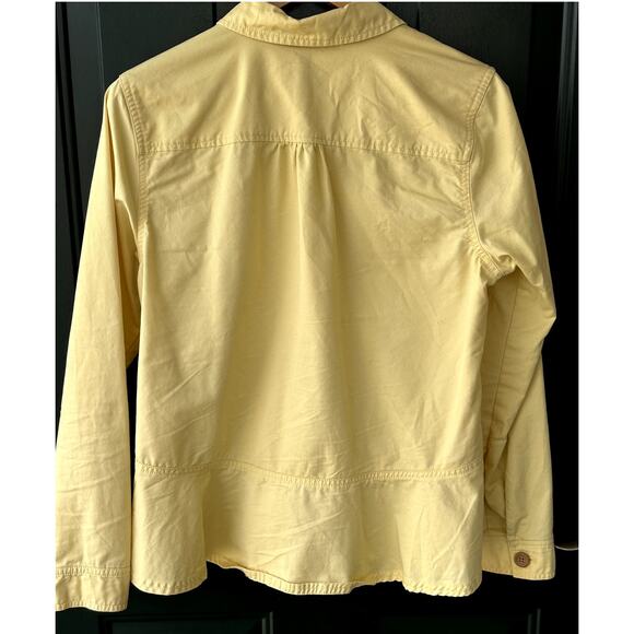 Denim & Co QVC Sz S Yellow 100% Cotton Jacket with Peplum Hem Classic Spring - Picture 3 of 4
